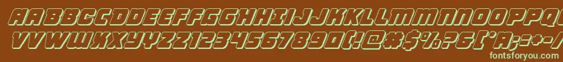 フォントVictorycomics3Dital – 緑色の文字が茶色の背景にあります。