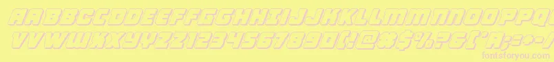 Victorycomics3Dital-fontti – vaaleanpunaiset fontit keltaisella taustalla