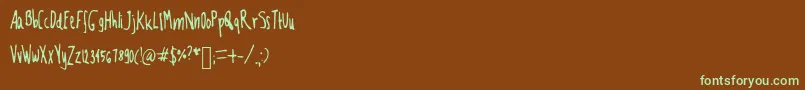 Czcionka Mfooont – zielone czcionki na brązowym tle