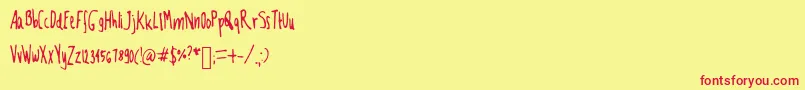 Fonte Mfooont – fontes vermelhas em um fundo amarelo