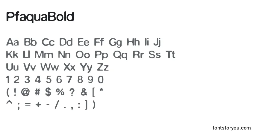 A fonte PfaquaBold – alfabeto, números, caracteres especiais