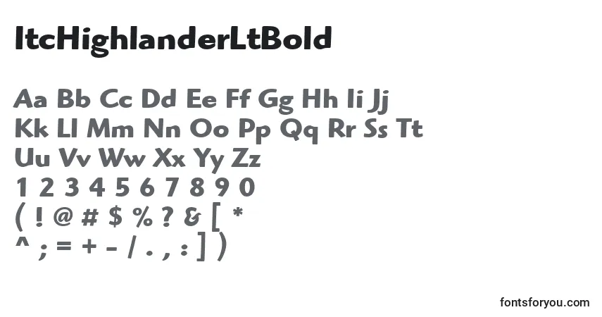 A fonte ItcHighlanderLtBold – alfabeto, números, caracteres especiais