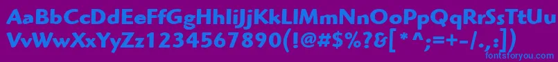 ItcHighlanderLtBold-Schriftart – Blaue Schriften auf violettem Hintergrund