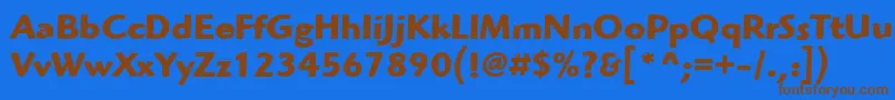 フォントItcHighlanderLtBold – 茶色の文字が青い背景にあります。