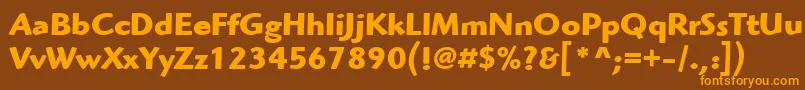 Fonte ItcHighlanderLtBold – fontes laranjas em um fundo marrom
