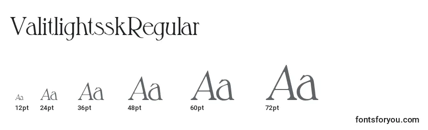 Размеры шрифта ValitlightsskRegular