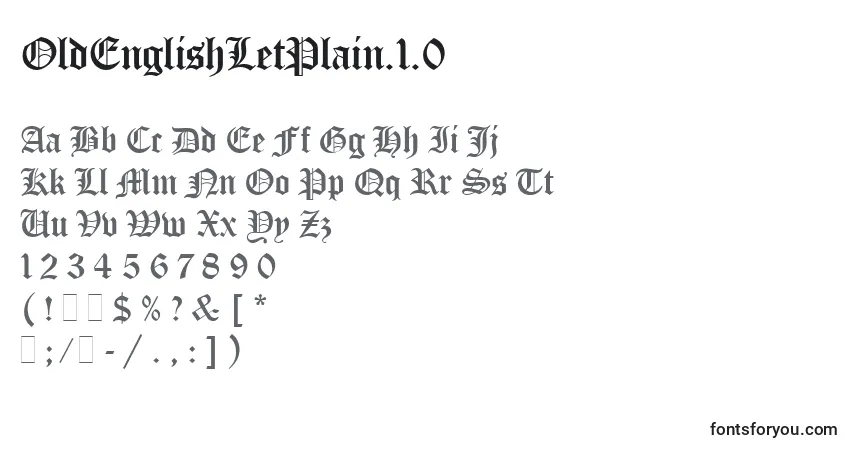 A fonte OldEnglishLetPlain.1.0 – alfabeto, números, caracteres especiais