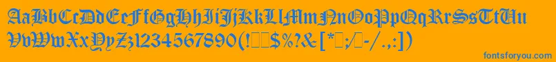 Czcionka OldEnglishLetPlain.1.0 – niebieskie czcionki na pomarańczowym tle