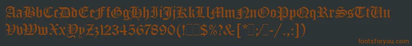 フォントOldEnglishLetPlain.1.0 – 黒い背景に茶色のフォント
