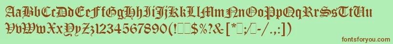 フォントOldEnglishLetPlain.1.0 – 緑の背景に茶色のフォント