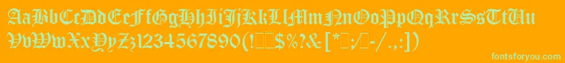 フォントOldEnglishLetPlain.1.0 – オレンジの背景に緑のフォント