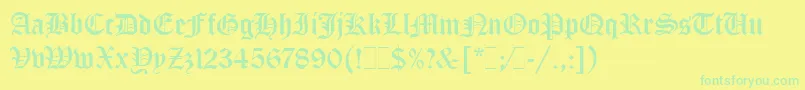 Fonte OldEnglishLetPlain.1.0 – fontes verdes em um fundo amarelo