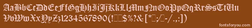 フォントOldEnglishLetPlain.1.0 – 茶色の背景にピンクのフォント