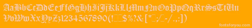 フォントOldEnglishLetPlain.1.0 – オレンジの背景にピンクのフォント