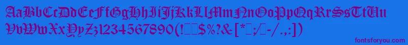 OldEnglishLetPlain.1.0 Font – Purple Fonts on Blue Background