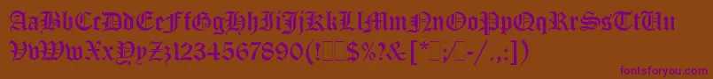 フォントOldEnglishLetPlain.1.0 – 紫色のフォント、茶色の背景