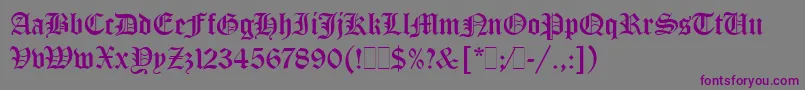 Czcionka OldEnglishLetPlain.1.0 – fioletowe czcionki na szarym tle