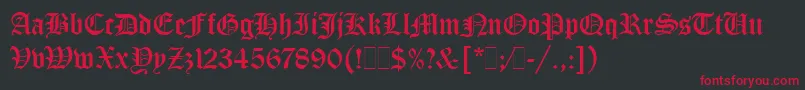 Шрифт OldEnglishLetPlain.1.0 – красные шрифты на чёрном фоне