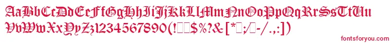 OldEnglishLetPlain.1.0 Font – Red Fonts on White Background