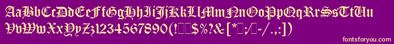 OldEnglishLetPlain.1.0 Font – Yellow Fonts on Purple Background
