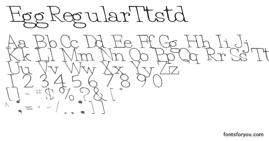 A fonte EggRegularTtstd – alfabeto, números, caracteres especiais