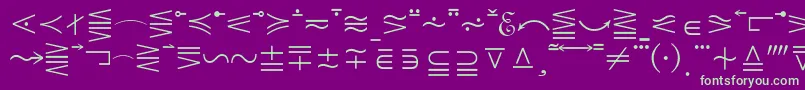 フォントMathematicalPi5 – 紫の背景に緑のフォント