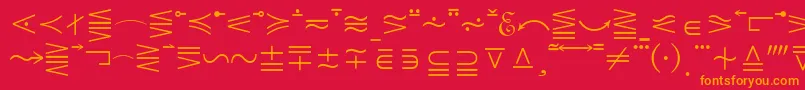 フォントMathematicalPi5 – 赤い背景にオレンジの文字