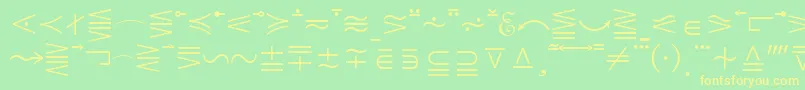 フォントMathematicalPi5 – 黄色の文字が緑の背景にあります