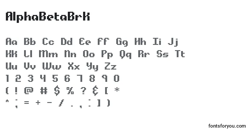AlphaBetaBrk-fontti – aakkoset, numerot, erikoismerkit