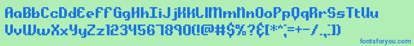 Шрифт AlphaBetaBrk – синие шрифты на зелёном фоне
