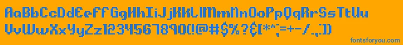 AlphaBetaBrk-Schriftart – Blaue Schriften auf orangefarbenem Hintergrund