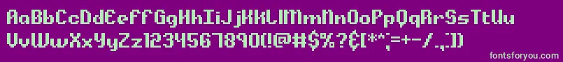 AlphaBetaBrk-fontti – vihreät fontit violetilla taustalla
