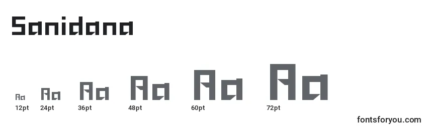 Размеры шрифта Sanidana