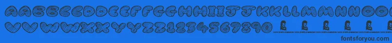 CartoonMadness-Schriftart – Schwarze Schriften auf blauem Hintergrund