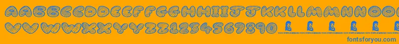 CartoonMadness-Schriftart – Blaue Schriften auf orangefarbenem Hintergrund