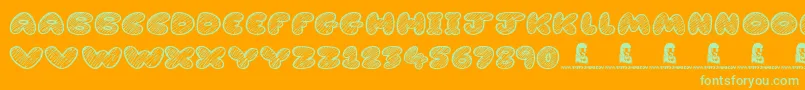 CartoonMadness-Schriftart – Grüne Schriften auf orangefarbenem Hintergrund