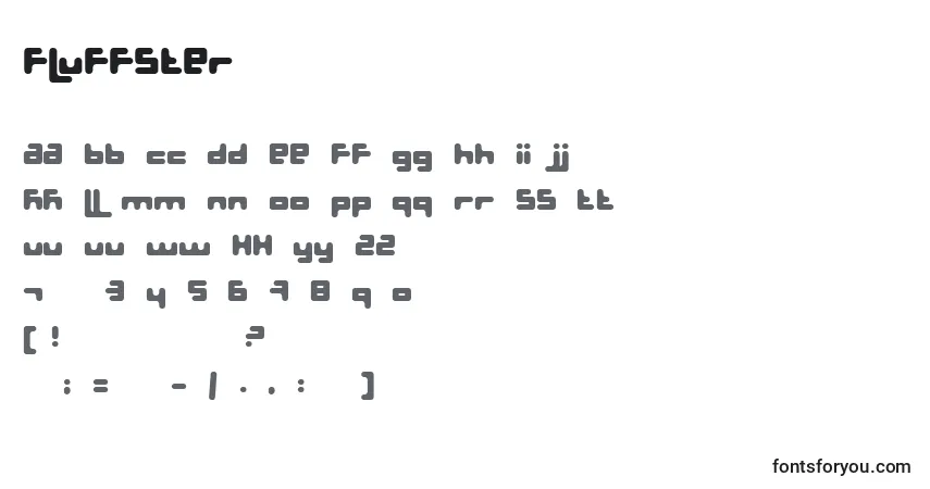 A fonte Fluffster – alfabeto, números, caracteres especiais