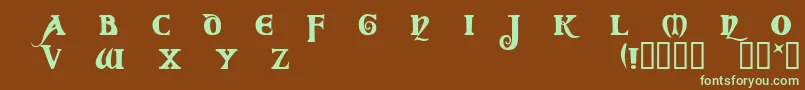 フォントCoverackDemo – 緑色の文字が茶色の背景にあります。