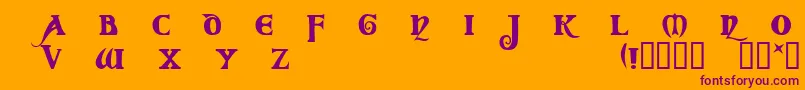 CoverackDemo-fontti – violetit fontit oranssilla taustalla