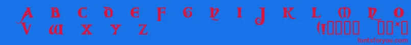 CoverackDemo-fontti – punaiset fontit sinisellä taustalla
