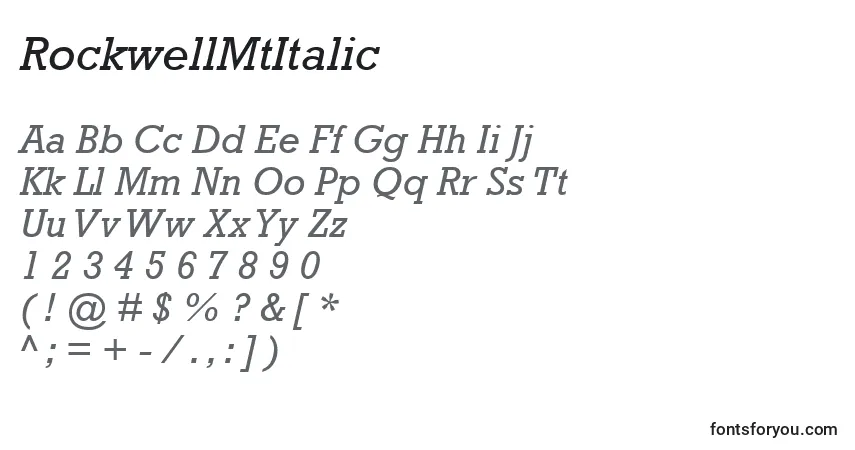 Fuente RockwellMtItalic - alfabeto, números, caracteres especiales