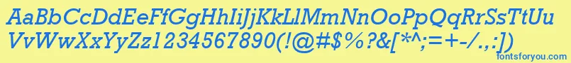 RockwellMtItalic Font – Blue Fonts on Yellow Background