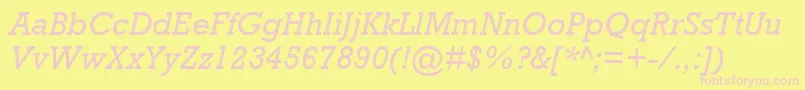 RockwellMtItalic-Schriftart – Rosa Schriften auf gelbem Hintergrund