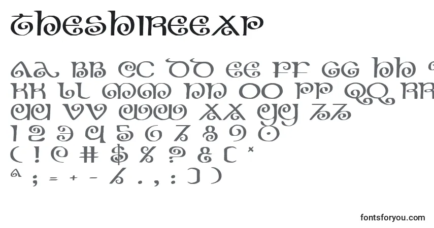 A fonte Theshireexp – alfabeto, números, caracteres especiais