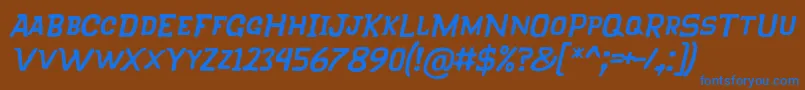 KlapjoRegularItalic Font – Blue Fonts on Brown Background