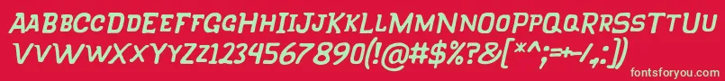 KlapjoRegularItalic-Schriftart – Grüne Schriften auf rotem Hintergrund