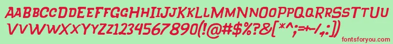 KlapjoRegularItalic Font – Red Fonts on Green Background