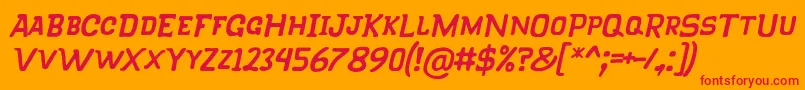 KlapjoRegularItalic-Schriftart – Rote Schriften auf orangefarbenem Hintergrund