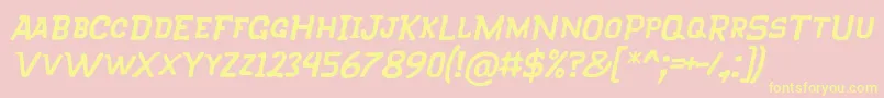 KlapjoRegularItalic-Schriftart – Gelbe Schriften auf rosa Hintergrund