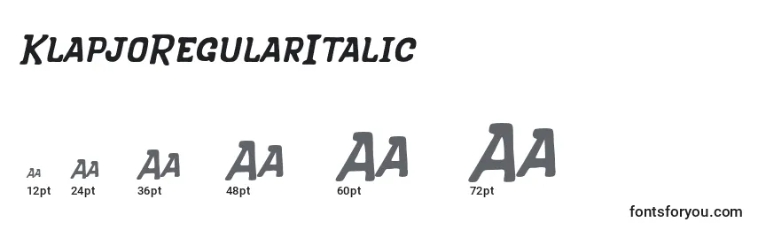 Размеры шрифта KlapjoRegularItalic